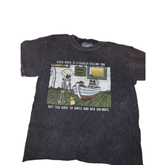 SpongeBob Squarepants Tops - SpongeBob Black Tshirt Unisex Size Small Vintage